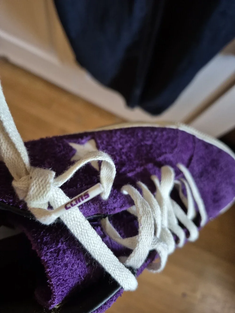 Converse Purple Suede Low Top Sneakers with White Accents